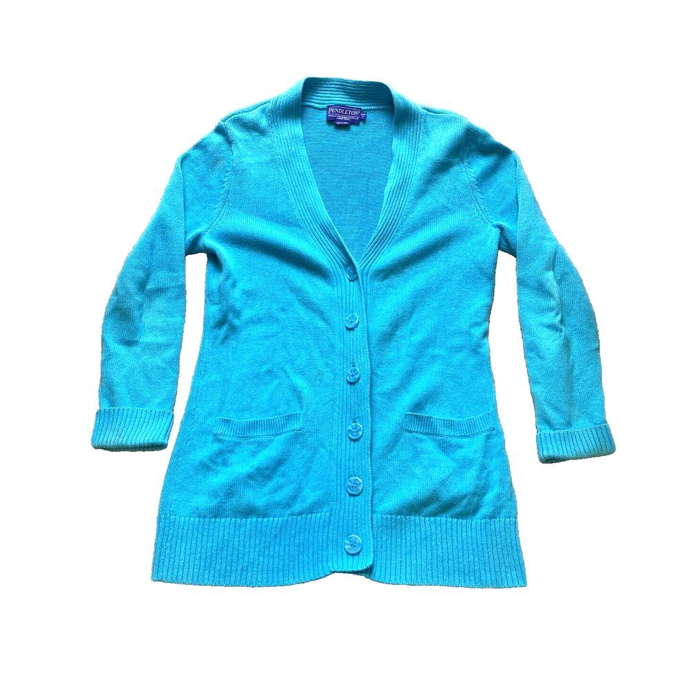 Pendleton Sweater Womens Small Blue Button Front … - image 1